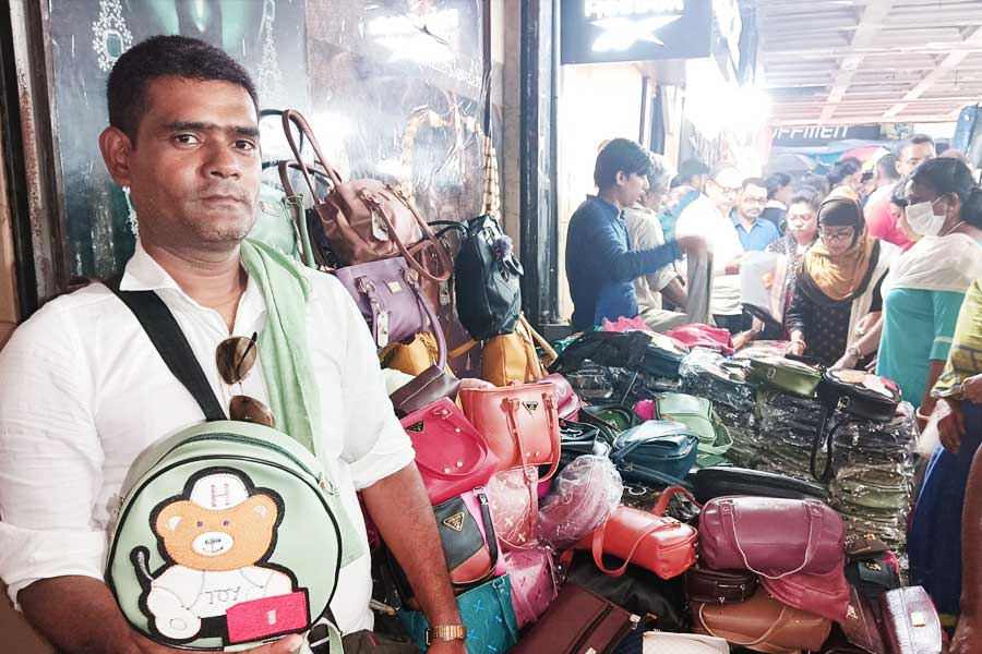 কার্টুন আঁকা ব্যাগগুলির দাম ১০০ থেকে ৩০০ টাকার মধ্যে, বলছিলেন ব্যাগ বিক্রেতা এমডি গুড্ডু।