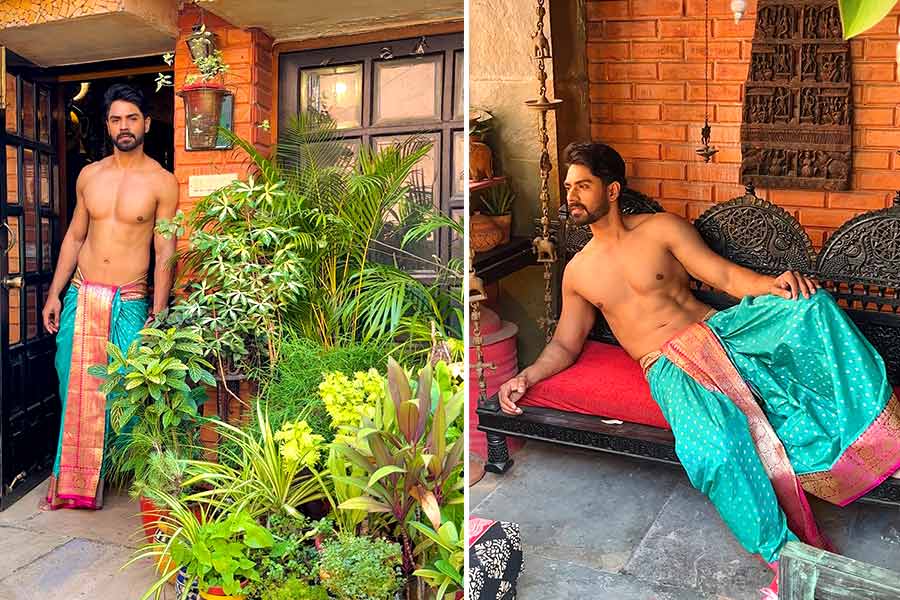 কখনও আবার আকাশ নীল রঙা শাড়িতে মোহময়। 