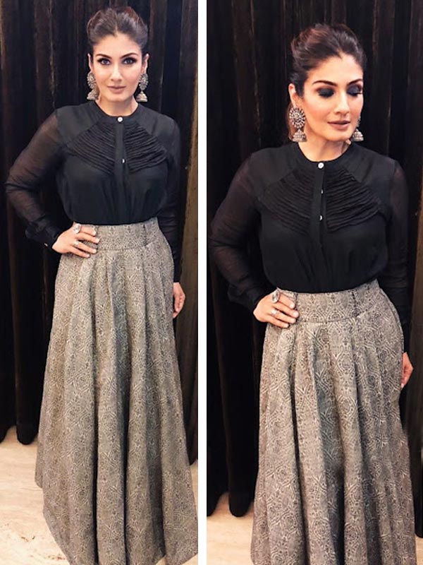 একরঙা শার্টের সঙ্গে মানানসই রঙের নকশা করা লম্বাঝুলের স্কার্ট এখন ভীষণ চলছে।