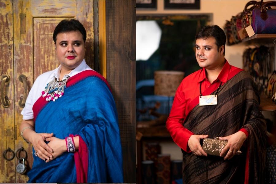 শাড়ি পরা মানে পুরুষতন্ত্রকে আঘাত করা নয়। এমনটাই ভাবেন সুজয়প্রসাদ। সদর্পে জানালেন, “বেশ করেছি শাড়ি পরেছি। শাড়ি পরেছি মানেই আমি তো ফেমিনিস্ট নই।“