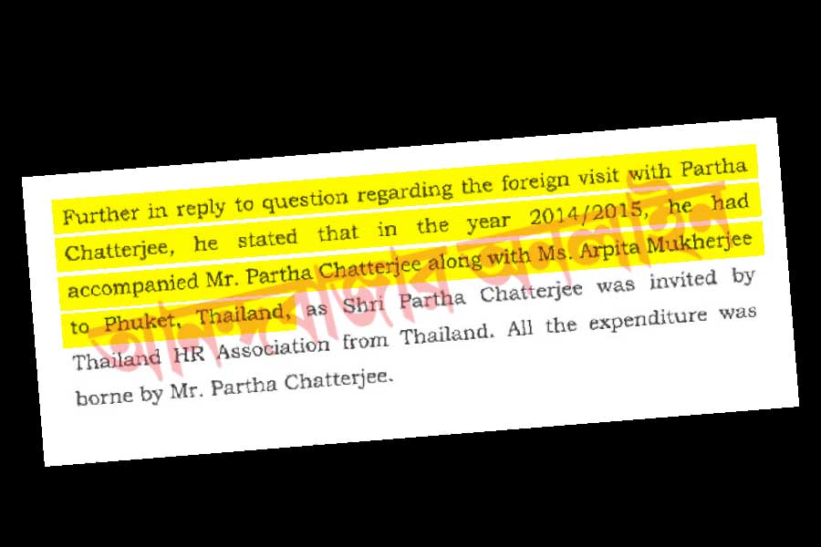 ইডির চার্জশিটের অংশ।