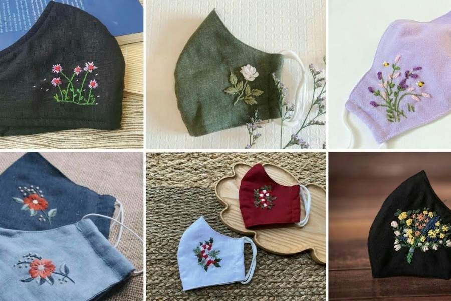 সুতোর কাজ করা মাস্ক: রংবেরংয়ের সুতোর কাজে তৈরি করা মাস্কও কিন্তু হতে পারে এ বারের পুজোর ফ্যাশনে হিট। হালকা সাজের সঙ্গে বেশ মানায় এই ধরনের মাস্ক। 