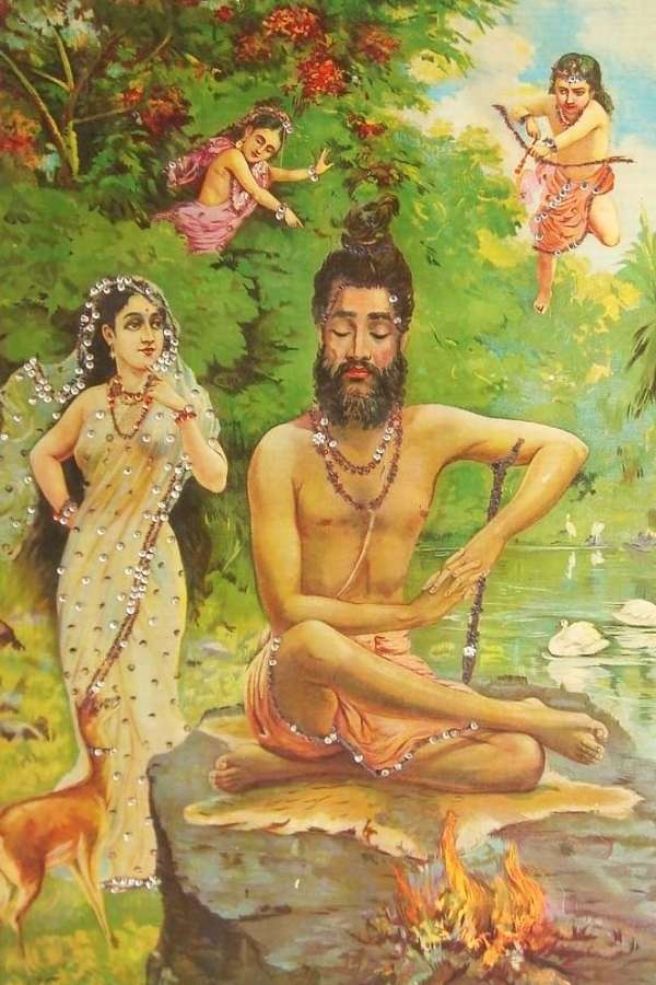 স্বর্গের অপ্সরা মেনকাকে ইন্দ্র পাঠিয়েছিলেন ঋষির ধ্যানভঙ্গের উদ্দ্যেশে। মেনকা এই কঠিন কাজটি সম্পন্ন করেন। যৌনপল্লির মাটি দিয়ে দুর্গা প্রতিমা তৈরির নেপথ্যে এই পৌরাণিক কাহিনির প্রভাবও  রয়েছে বলে মনে করা হয়।