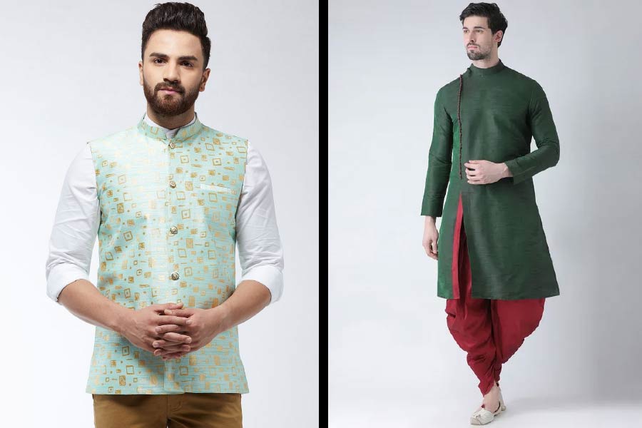 নেহেরু কোট, রঙিন ধুতি।