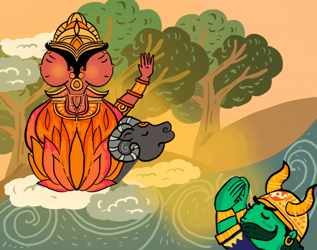 ধার্মিক মহিষাসুরের তপস্যায় সন্তুষ্ট হয়ে ব্রহ্মা বর দেন, কোনও পুরুষ তাকে বধ করতে পারবে না। কোনও মহিলার হাতে মৃত্যুর কথা বলা হলে মহিষাসুর তাচ্ছিল্যের সঙ্গে উত্তর দেন, নারীরা দুর্বল। কোনও নারী তাঁকে বধ করতে সক্ষম নয়। দাম্ভিক অসুররাজ বুঝতে পারেননি, ভবিষ্যতে নারীর হাতেই তাঁর মৃত্যু লেখা আছে। এর পরের কাহিনি সকলেরই জানা।