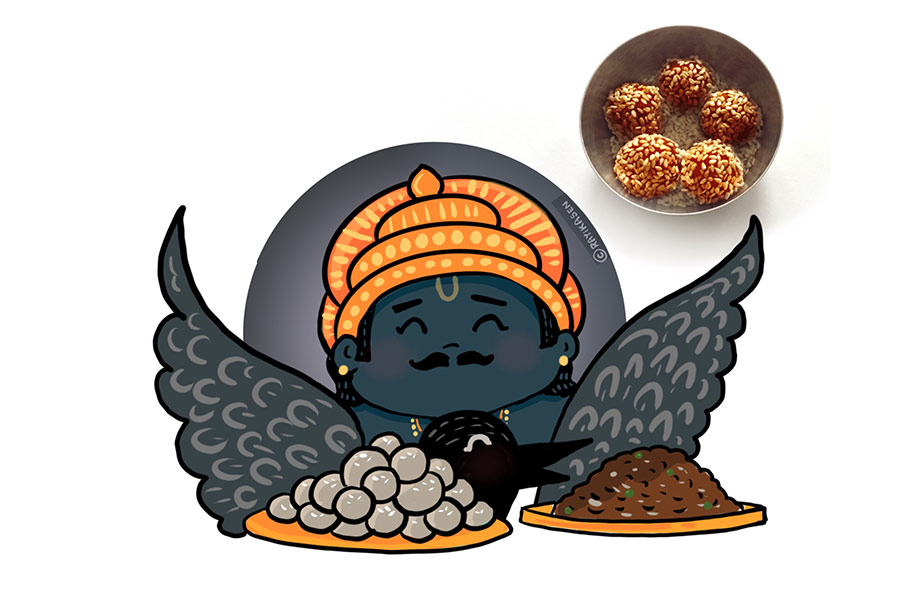 শনি দেবতা- নাম শুনে ভয় পেলেও শনি দেবতা কিন্তু সৃজন দক্ষ। শাস্ত্র মতে, মাতৃগর্ভে থাকাকালীন খাদ্য ও জলের অভাবে তাঁর গায়ের রং কালো হয়ে যায়। দৈব বলে তাঁর জন্ম। এবং জন্ম সূত্রেই তিনি কালো রং পছন্দ করেন। তিল ও গুড়ের নাড়ুুু, কালো ডালের খিচুড়ি তাঁর বড়ই প্রিয়।