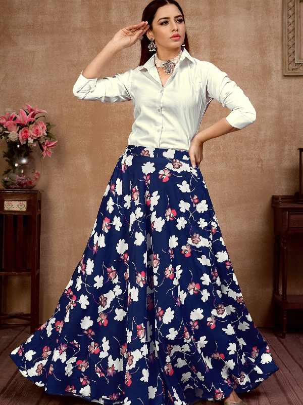 পুজোয় সাদা শার্টের সঙ্গে একটি লং স্কার্ট পরতেই পারেন। 