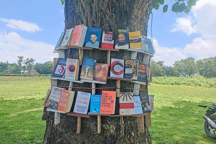 গাছ-পাঠাগার সাড়া ফেলে দিয়েছে গোটা গ্রামে। 