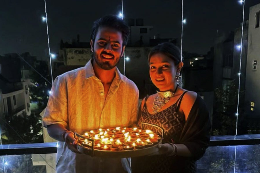 Nitish Rana and his wife Saachi Marwah