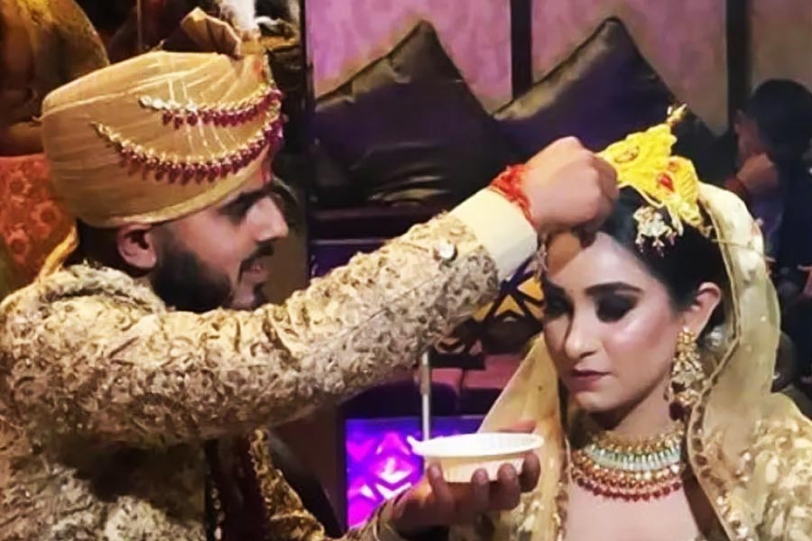 Nitish Rana and his wife Saachi Marwah