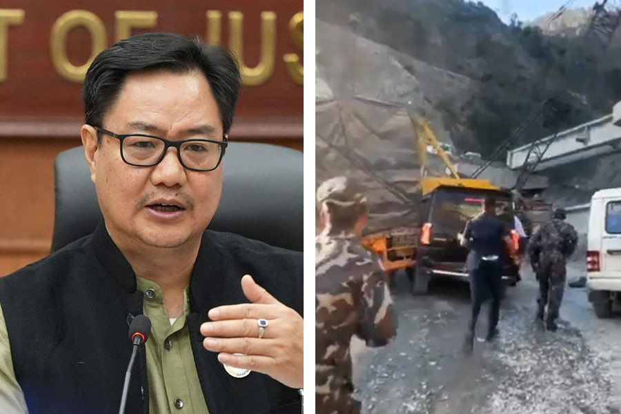 file image of Kiren Rijiju and scene at the accident spot 