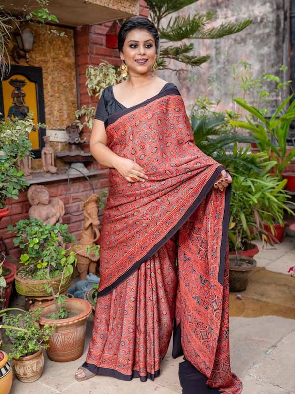 Image of Crepe Ajrakh Saree 