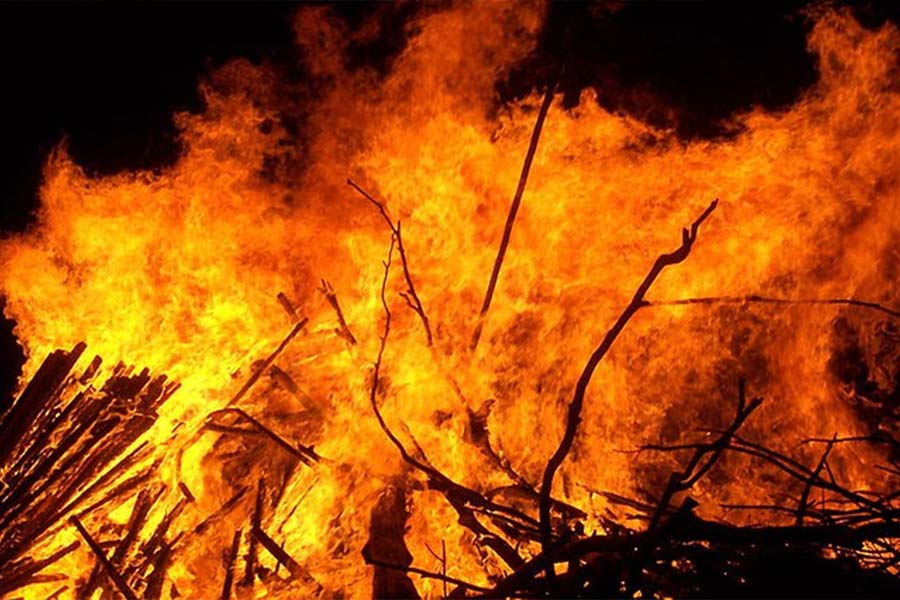 A massive fire broke in Tiljala and two dead bodies found by fire service