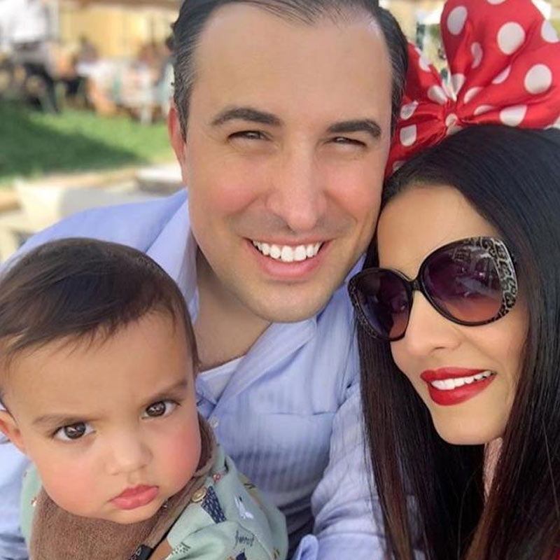 Celina Jaitly with her husband Peter Haag and her baby boy