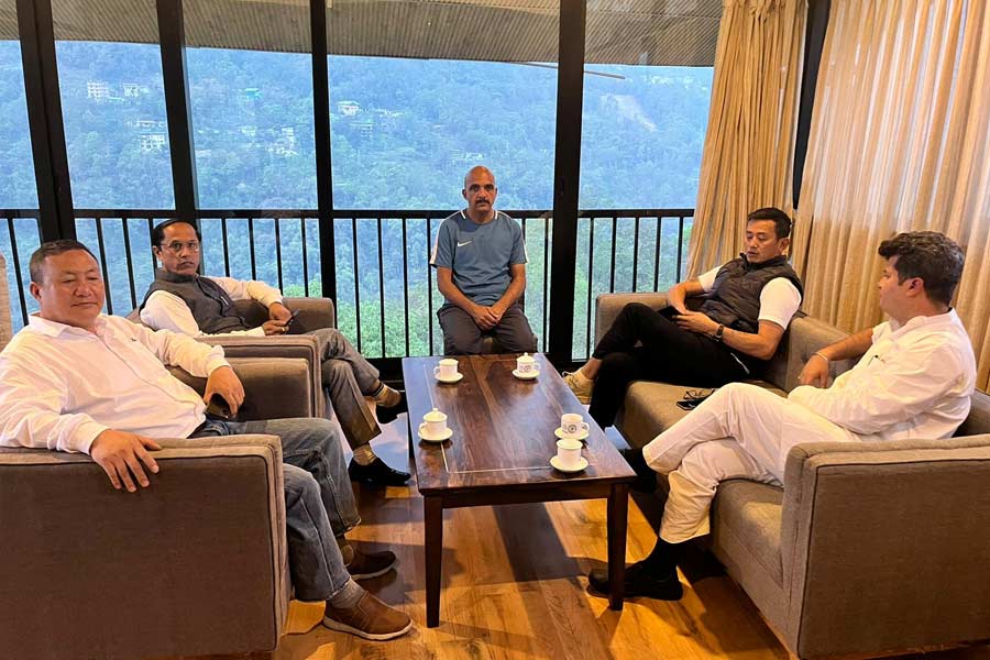 Hamro Sikkim Party leader Bhaichung Bhutia and Congress leaders