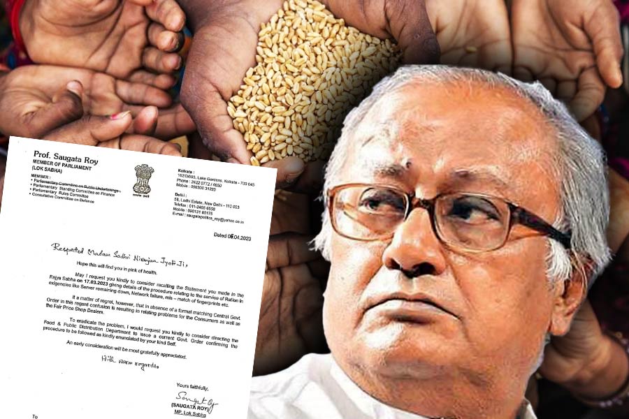 TMC MP Sougata Roy wrote to the Union Minister of State Sadhvi Niranjan Jyoti for Food to remove the difficulties of common people in ration services