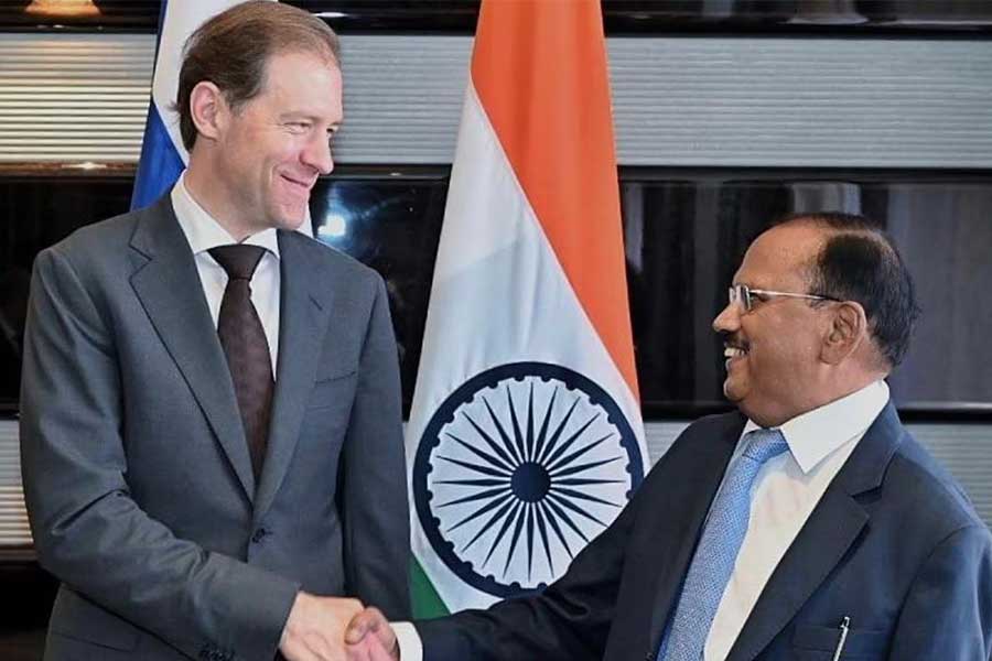 National Security Advisor Ajit Doval met with Russian Deputy Prime Minister and Minister of Trade and Industry Denis Manturov in Delhi