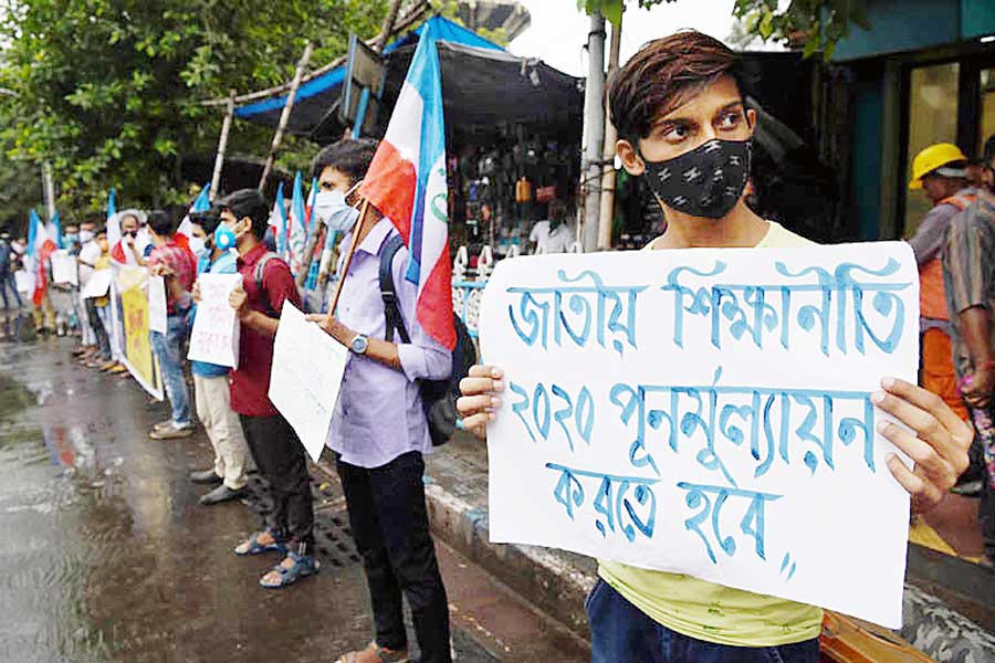 Protest against National Education Policy.