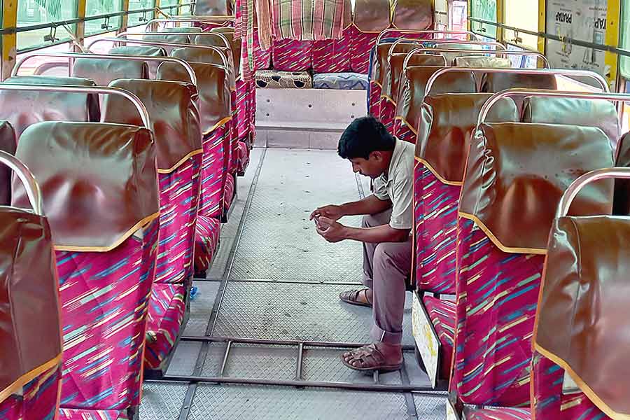 A Photograph of an empty bus