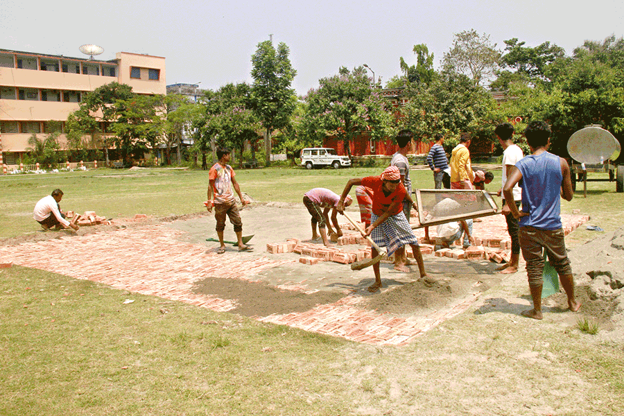 Helipad being constructed at Cooch Behar