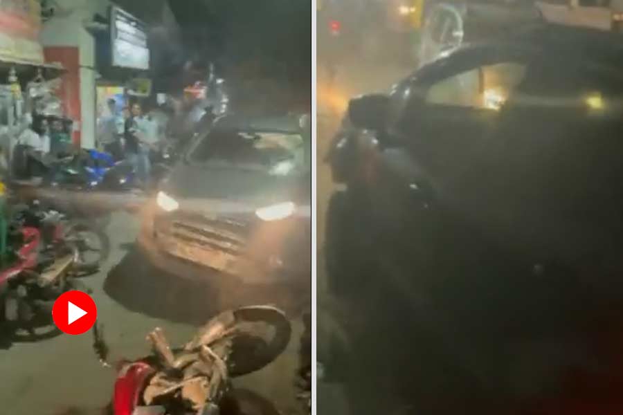 Car rammed bikes and other vehicles