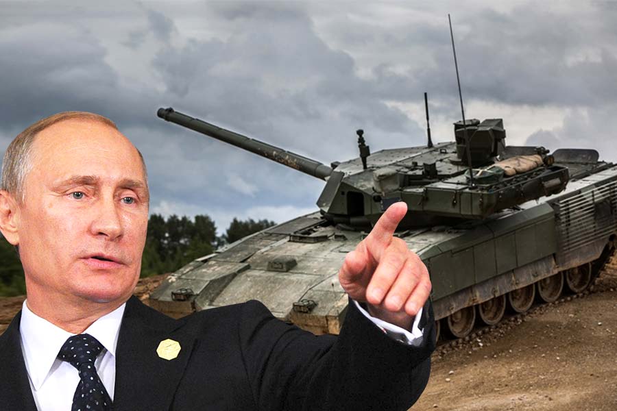 Image of T-14 Armata battle tank and Putin