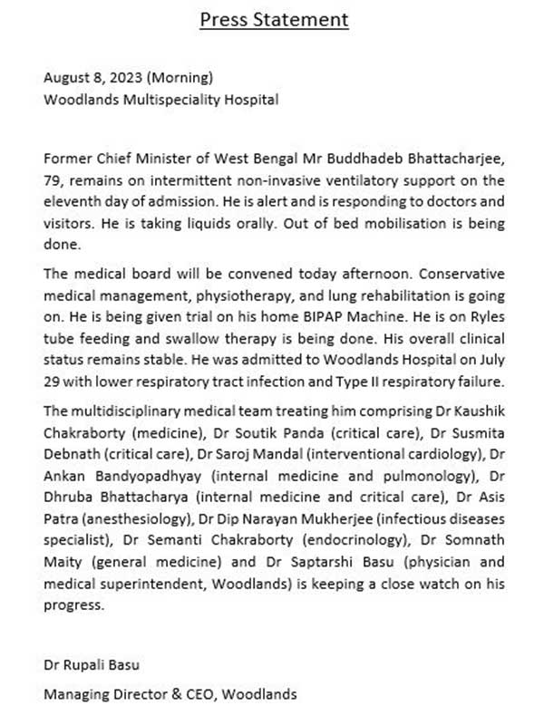 Medical Bulletin of Buddhadeb Bhattacharjee