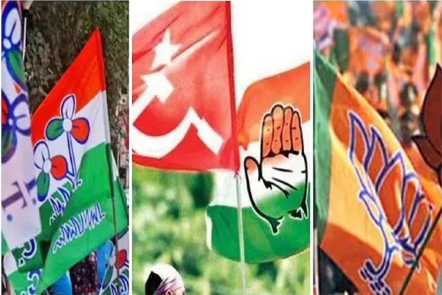 Party flag of TMC, Congress, CPIM and BJP