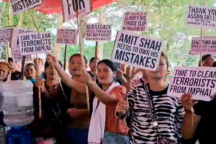 Women Protest in Kangpokpi District of Manipur over union Home Minister Amit Shah’s remark in Parliament