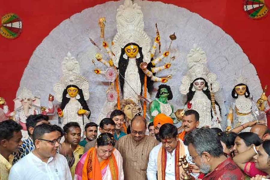 A photograph of Durga Puja