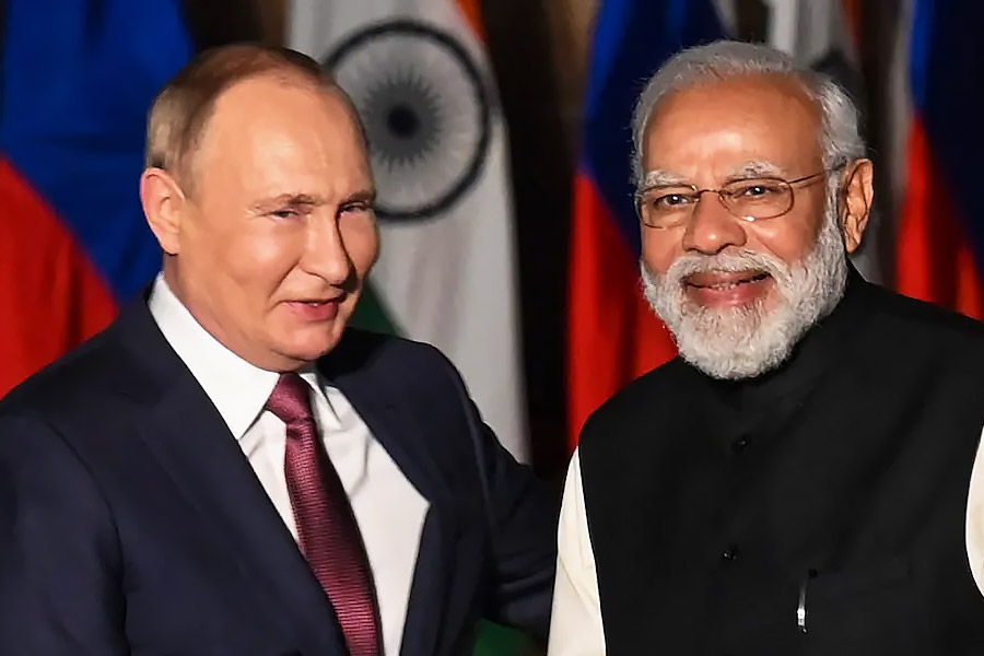 An image of Vladimir Putin and Narendra Modi