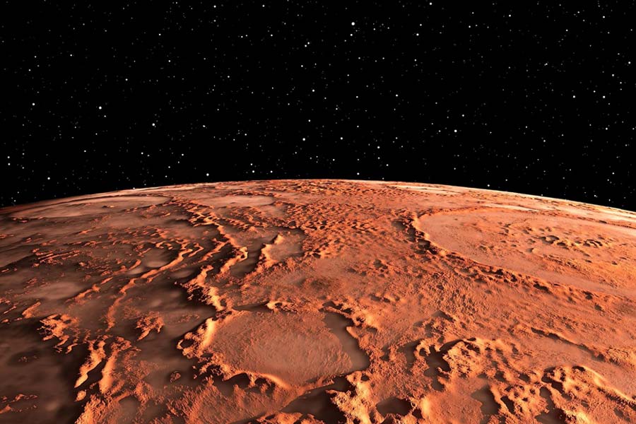 A volcano in the Mars was once surrounded by water.