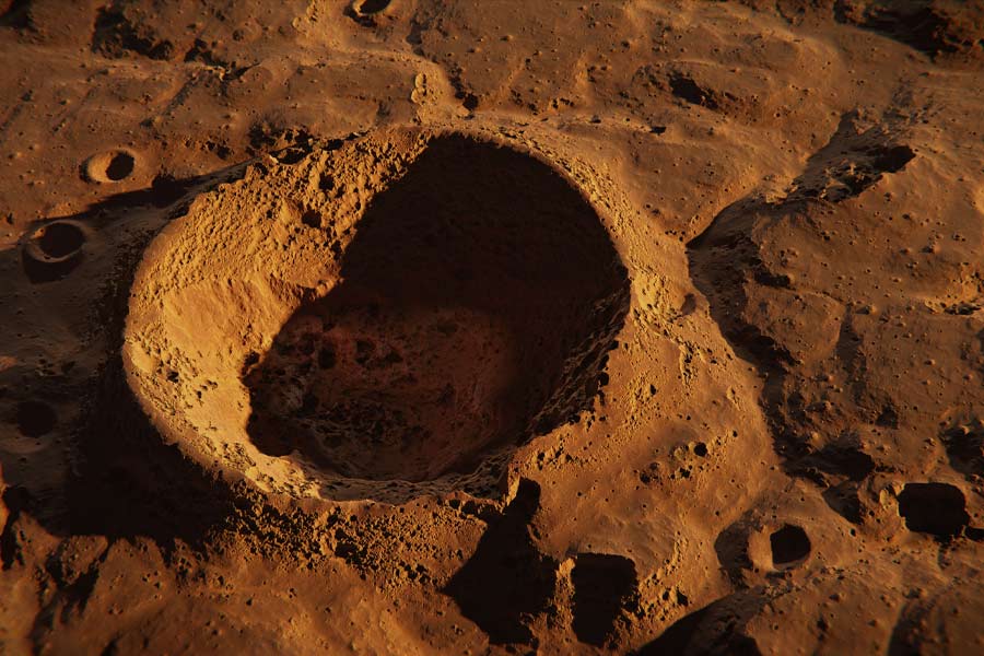 A volcano in the Mars was once surrounded by water.