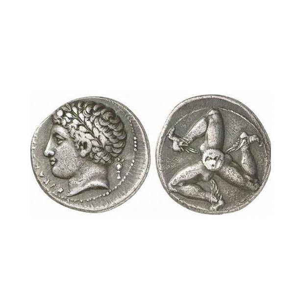 গ্রিসের ধ্রুপদী যুগেও বিভিন্ন ক্ষেত্রে ট্রিস্কেলিয়ন অঙ্কিত হতে থাকে। সিসিলির রৌপ্যমুদ্রায় ট্রিস্কেলিয়নের ভিন্নতর এক রূপ দেখা যায়। সেখানে একটি বৃত্তকে ঘিরে মানুষের তিনটি পা ট্রিস্কেলিয়ন হিসেবে উ়ৎকীর্ণ থাকত।