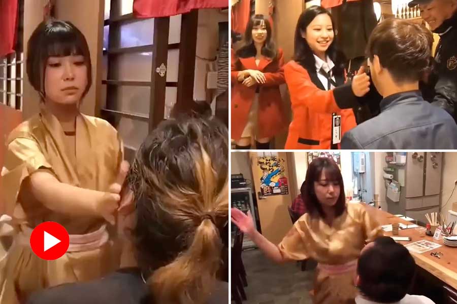 In this Japanese restaurant, people pay not for food, but to get slapped.