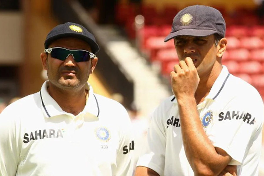 An image of Virender Sehwag and Rahul Dravid