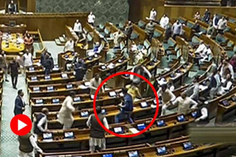 দুই যুবককে আটকান দু’জন সাংসদ। এক জন আরএলপি এবং আর এক জন বিএসপির সাংসদ। দুই যুবক ওই সময় চিৎকার করে বলছিলেন, ‘একনায়কতন্ত্র চলবে না’।