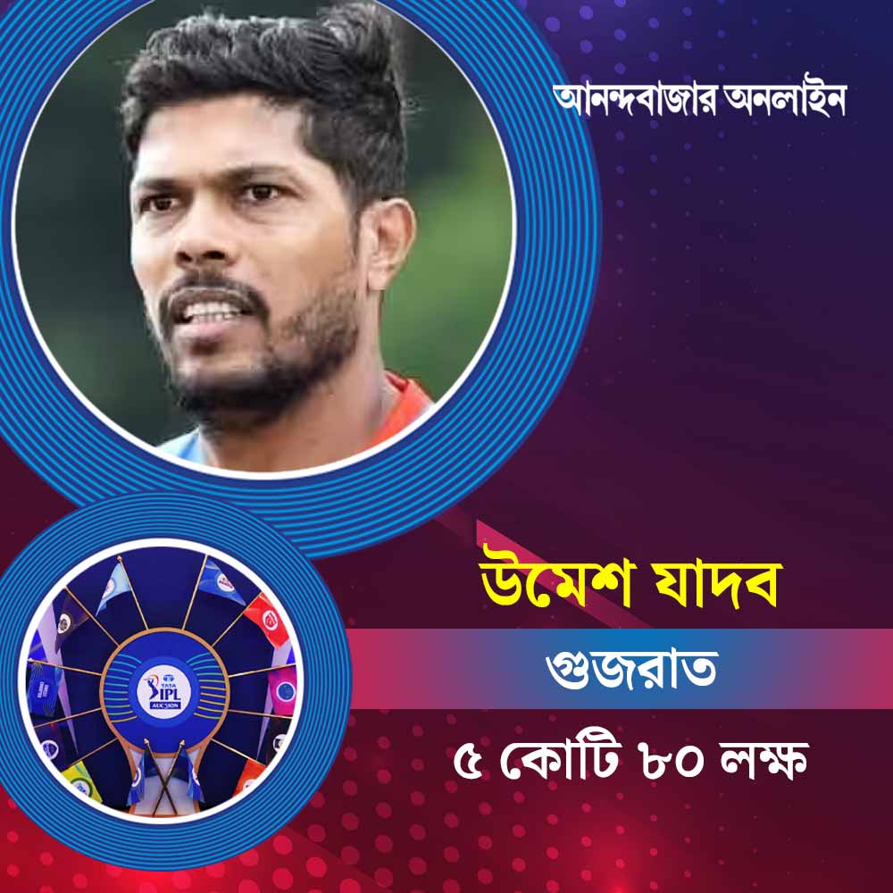 ভারতীয় ক্রিকেটার উমেশ যাদবকে ৫ কোটি ৮০ লক্ষ টাকা দিয়ে কিনেছে গুজরাত। এর আগে কলকাতার দলে খেলেছেন উমেশ। তবে নিলামে তাঁকে  দলে পেতে লড়াই হয় দিল্লি এবং বেঙ্গালুরুর মধ্যেও।