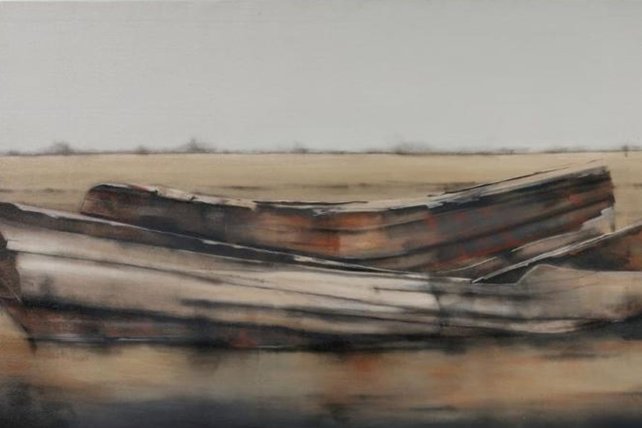 স্মৃতিবিজড়িত: শিল্পী সুমন দে-র একক প্রদর্শনীর চিত্রকর্ম।