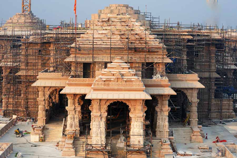 A photograph of Ram Janmabhoomi Temple construction