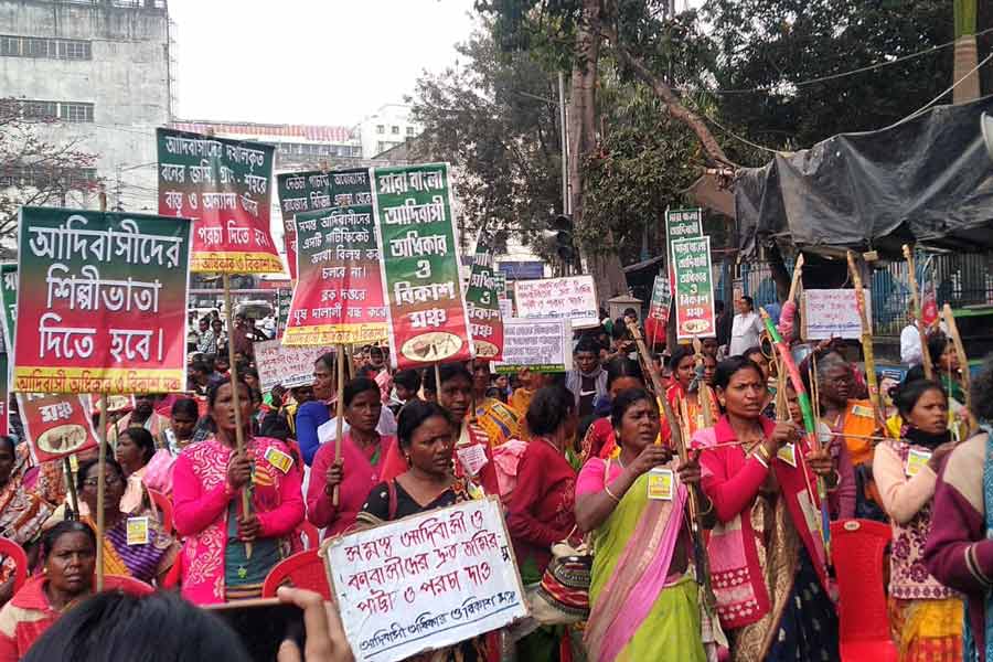 Protest of Tribal organizations in Kolkata.