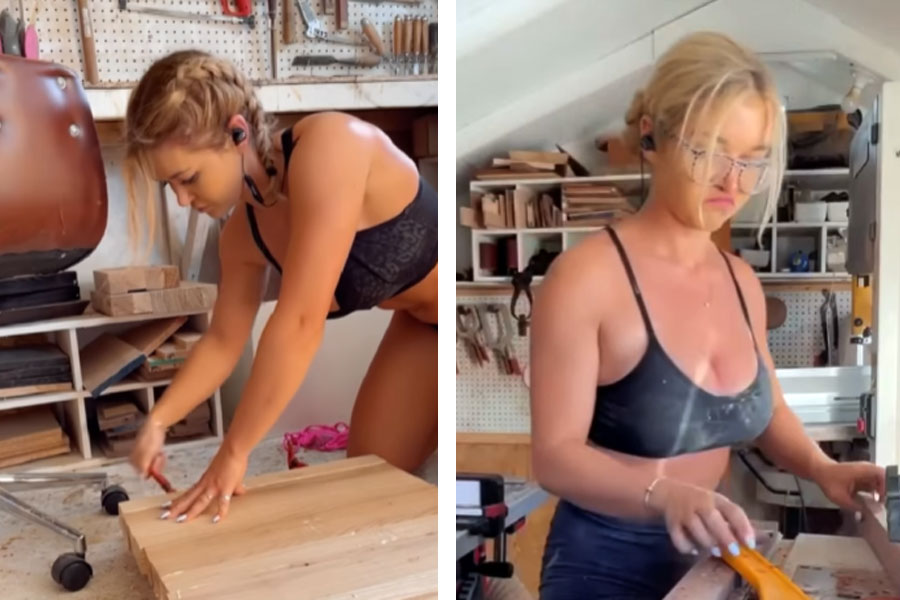 photograph of female carpenter.