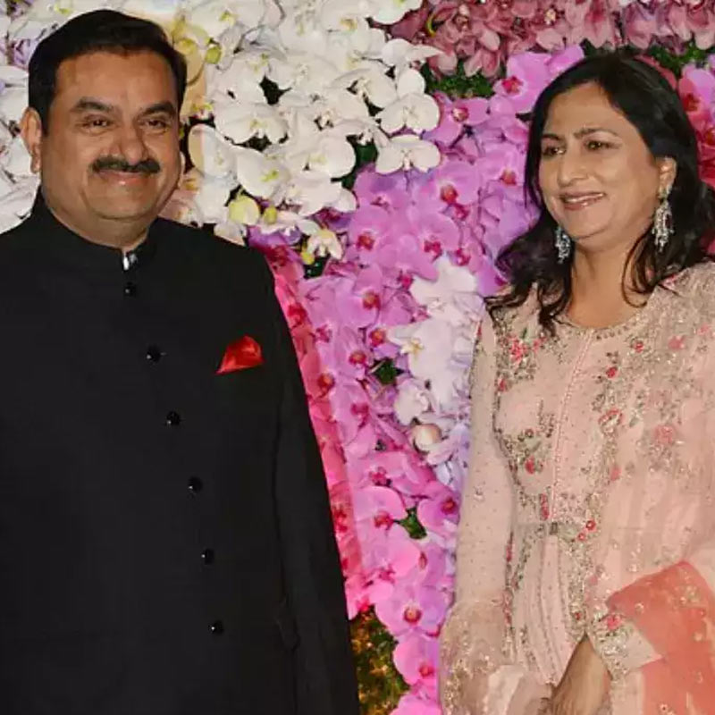 photograph of Gautam Adani and  Preeti Adani.
