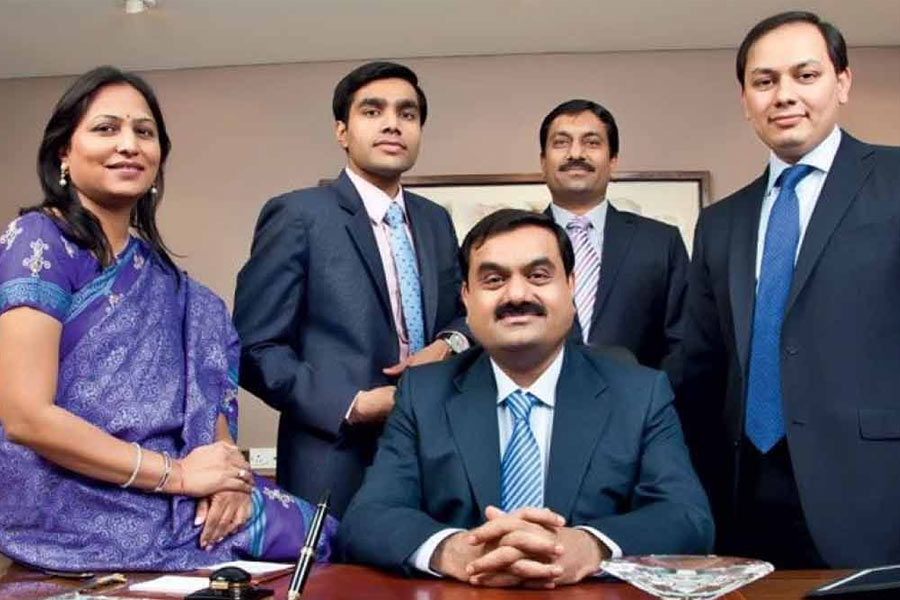 photograph of Gautam and Preeti Adani.