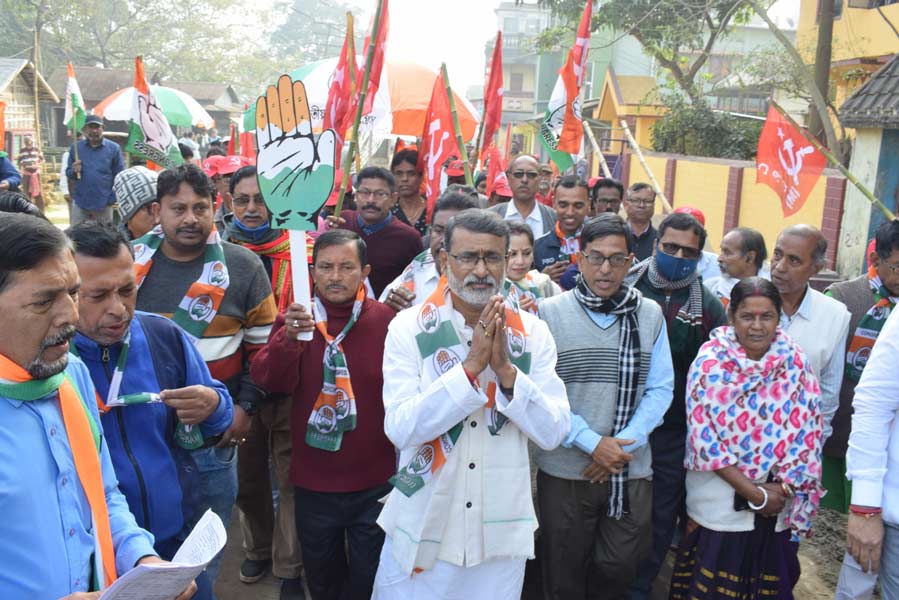 Picture of Ashish Saha, Congress candidate in Tripura against CPM leader Manik Saha.  