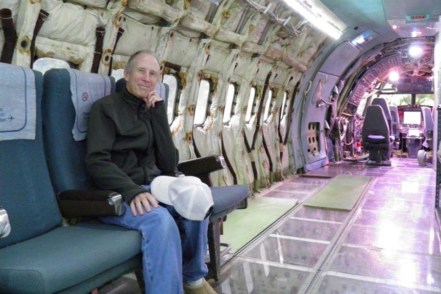 Picture of Bruce Campbell, who has been living inside airplane