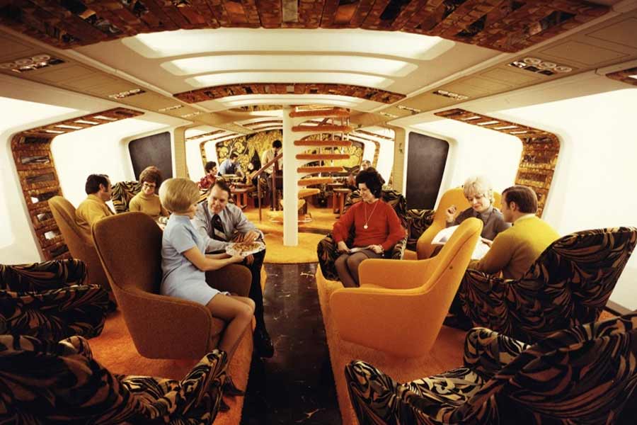 Picture of people, who has been living inside airplane