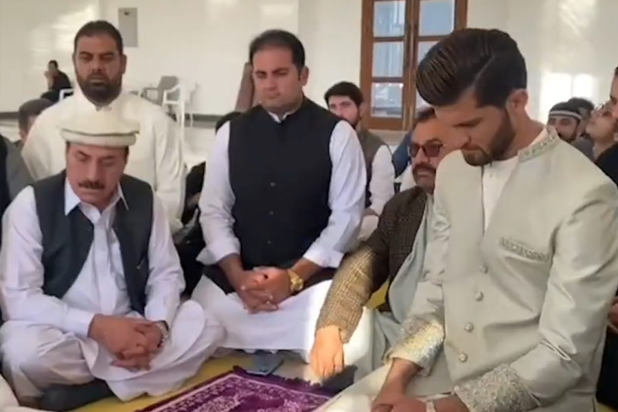 Wedding picture of Shaheen Shah Afridi and Shahid Afridi's daughter Ansha