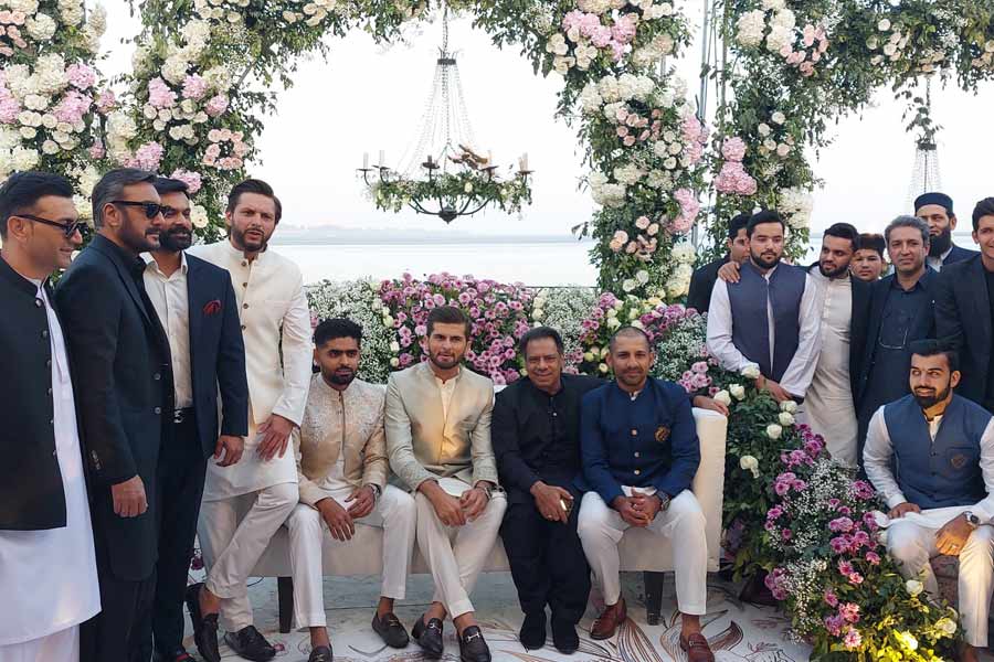 Wedding picture of Shaheen Shah Afridi and Shahid Afridi's daughter Ansha
