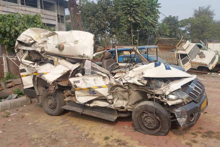 An ambulance met with an accident in Siliguri